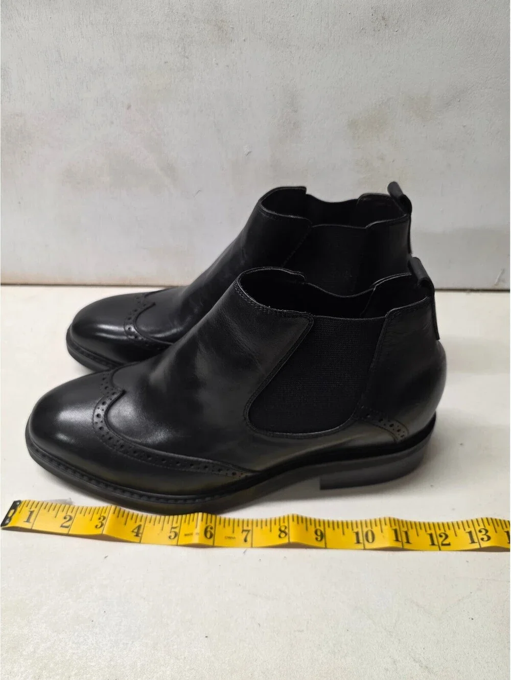 Calden K28802 Men’s Size 9 Black Leather Elevator Boots Wingtip 3